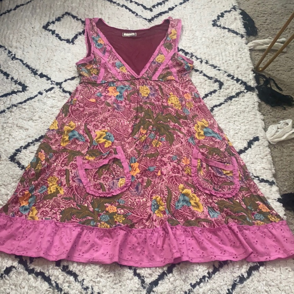 Free People Pink Floral Hippie Dress